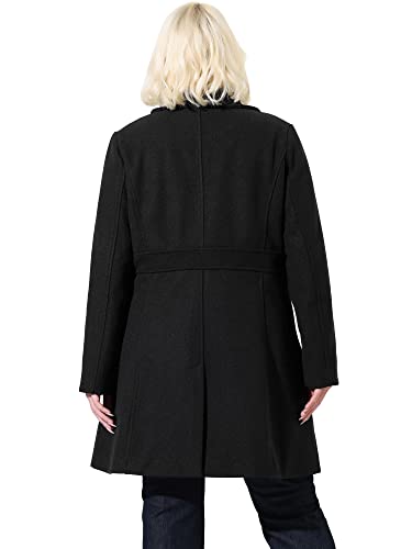 Agnes Orinda Women's Plus Size Coats Notched Lapel Single Breasted Cinched Waist Winter Pea Long Coat 2X Gray