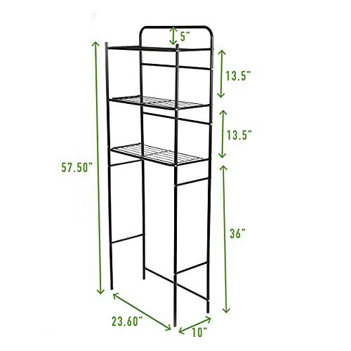 Mind Reader Over The Toilet Storage Rack, Bathroom Organizer, Bathroom Shelves, Metal, 23.5" L x 10.25" W x 70.5" H, Black