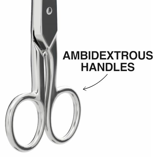 Klein Tools 2100-9 Stainless Steel Electrician Scissors, Made in USA, 5.25-Inch Free-Fall Handle Snips, Stripping Notches, Non-Slip Serrated Blade