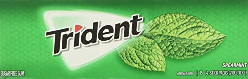 Trident Spearmint Flavor Bubble Gum 14 Sticks (Netcount 15 Pack), 15 Count (Pack of 1)
