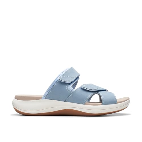 Clarks Women's Mira Ease Slide Sandal, Grey Textile, 8