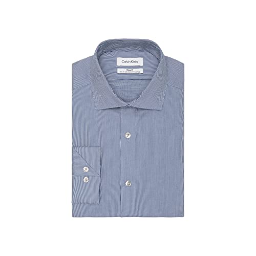 Calvin Klein Men's Non Iron Stretch Slim Fit Unsolid Solid Dress Shirt Shirt, Soft Lilac, 16.5" Neck 36-37" Sleeve