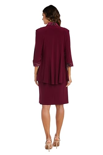 R&M Richards Women's Plus Size 2PC Glitter Velvet Jacket & Dress Set, Charcoal