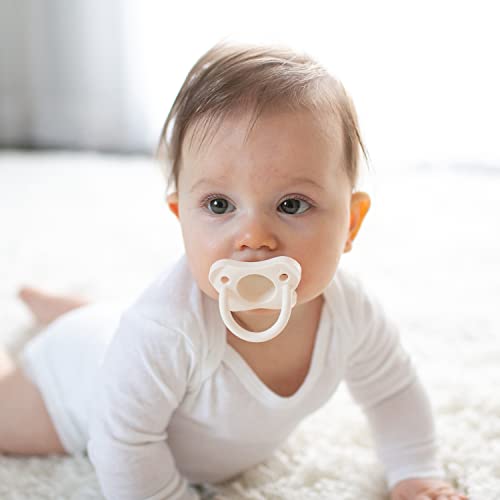 Dr. Brown's HappyPaci 100% Silicone Baby Pacifier, Contoured One-Piece Design, Cool Gray, Green, Ecru, 0-6m, BPA-Free, 3 Pack