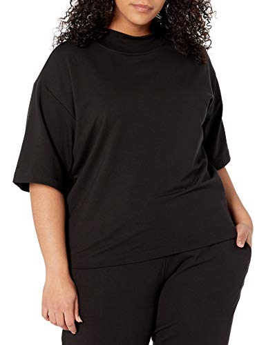 The Drop Women's Adeline Loose Short Sleeve Mockneck Drop Shoulder T-Shirt, Praline, XXS