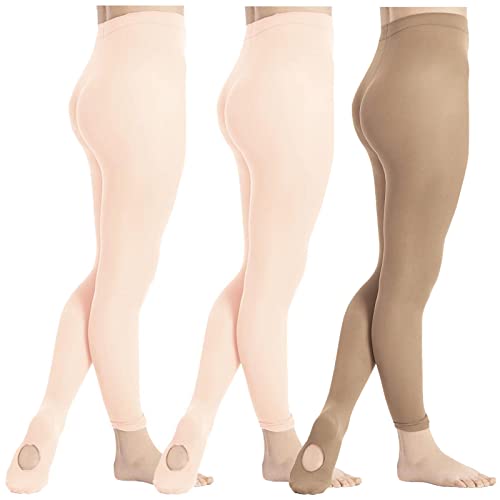 DIPUG White Girls' Convertible Ballet Tights/Soft Transition Dance Tight(Toddler/Kids)