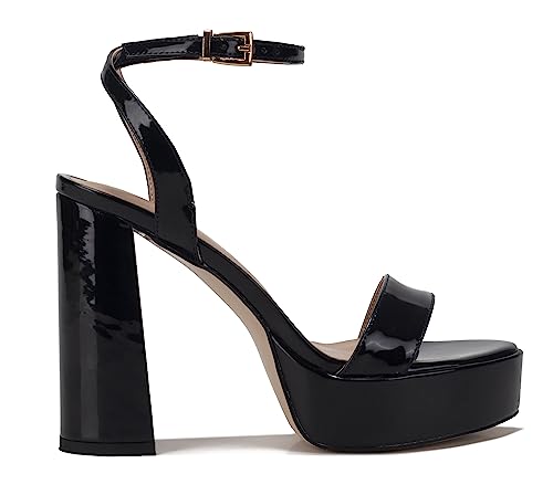 Women's High Heel Sandals Platform Open Toe Ankle Strap Block Heel Sandals 6 Inch Buckle Adjustable Evening Dress Party Wedding High Heel Sandals Round Toe Platform Dress Sandals Dark Apricot Size 6