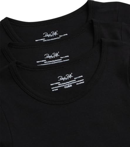 Rene Rofe Girls' Undershirt - 3 Pack Soft and Breathable No Show Crewneck Cotton Shirt - Basic Tee Shirts for Girls (2T-14), Size 2T, Black