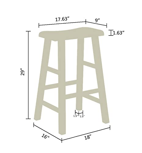 eHemco Heavy-Duty Solid Wood Saddle Seat Kitchen Counter Barstools, 29 Inches, Dark Oak, Set of 3