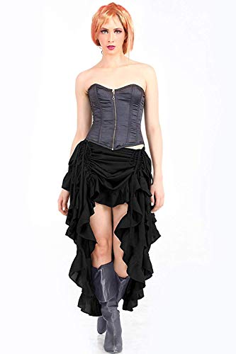 ThePirateDressing Steampunk Victorian Cosplay Costume Womens High-Low Show Girl Skirt C1643 Black Medium