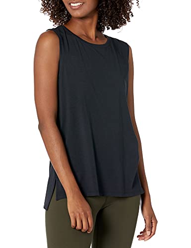 Amazon Essentials Women's Soft Cotton Standard-Fit Yoga Tank (Available in Plus Size) (Previously Core 10), Black, Small