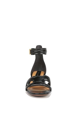 Franco Sarto Womens Nora Ankle Strap Low Block Heel Sandal Black Smooth 8.5 M