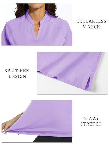MAGCOMSEN Women Golf Shirt Short Sleeve Uv Sun Protection V Neck Tennis Tops Moisture Wicking Polo Shirts Mint Green XL
