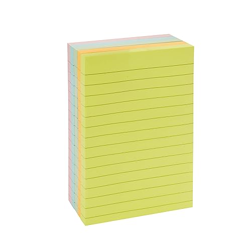 Amazon Basics Lined Rectangular Sticky Notes, 4 x 6-Inch, Pack of 5, Assorted Colors
