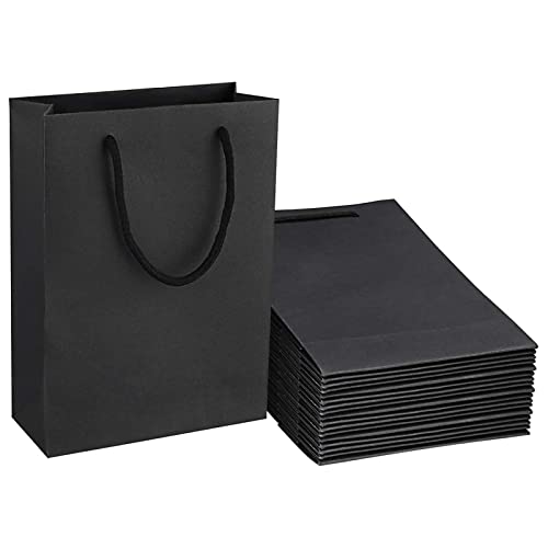 Sdootjewelry Kraft Paper Gift Bags With Handles - 50 Pcs Brown, 7.5 x 3.1 x 10.2'' - Shopping, Retail, Merchandise, and Craft