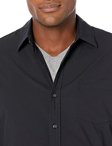 Amazon Essentials Men's Slim-Fit Long-Sleeve Poplin Shirt, Black, Small