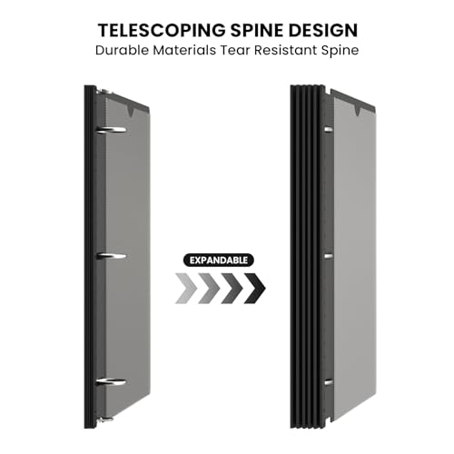 SortieOuch Telescoping 3 Ring Binder 1Inch,Flexible Binders Three Ring PVC-Free(Fit 8.5x11 Inches),Clear View Binder 220 Sheets Capacity,Telescoping Binder for School or Office Use