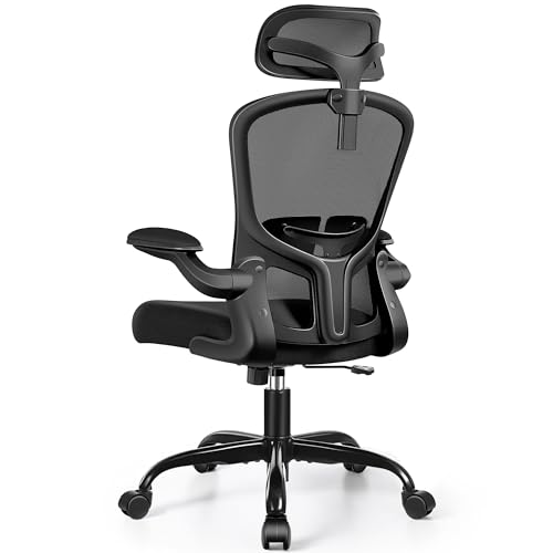 FelixKing Office Chair Ergonomic Desk Chair with Headrest, High Back Computer Chair with Adjustable Lumbar Support and Wheels,Executive Swivel Comfy Chair with flip-up Armrests for Home Office