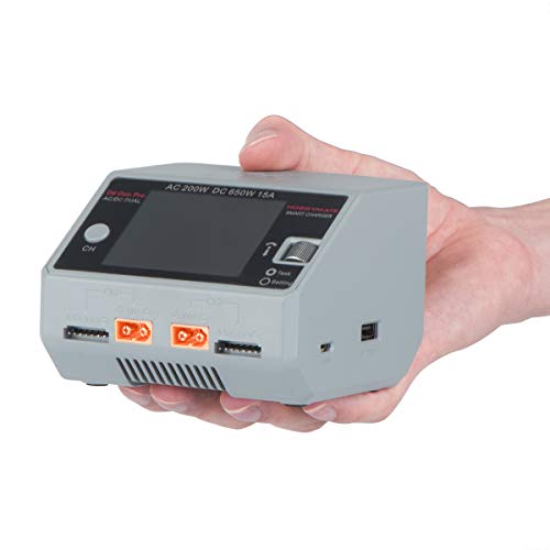 HOBBYMATE D6 Duo Pro Balance Charger Dual Ports - for Lipo Battery, Li-ion Battery, LiFe Battery, Nimh / Nicd Batttery Pack Charger, Support AC/DC Input (Gray)