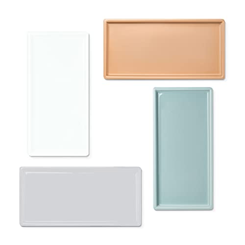 Simple Solid Jewelry Dish Vanity Tray by Lila Mae - Ceramic Jewelry Dish, Trinket Dish, Perfume Tray, Vanity Organizer or Small Bathroom Tray (Light Grey)