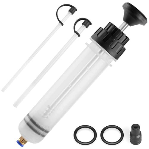 ExtreSpo 200CC Fluid Extractor, Fluid Syringe Pump, Oil Extractor for Cars/Ships/Engines/Lawn Mowers Fluid Extraction and Filling, with 2 Transparent Hose