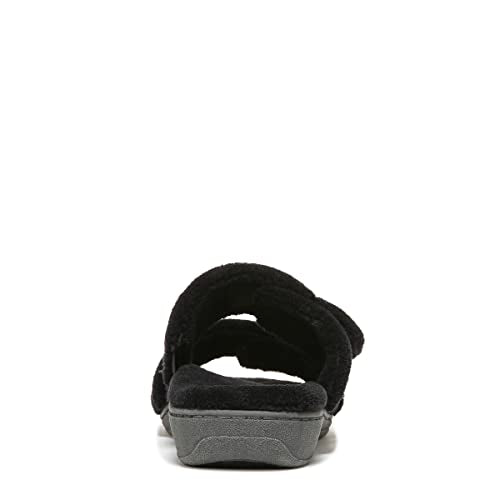 Vionic Women's Indulge Dessie Slipper - Ladies Comfortable Cozy Adjustable House Slippers with Concealed Orthotic Arch Support Black 5 Medium