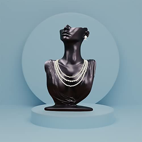 Papinimo Black Resin Jewelry Mannequin Bust Necklace Display Earring Pendant Chain Display Stand Model Holder for Shows Selling Home Decor