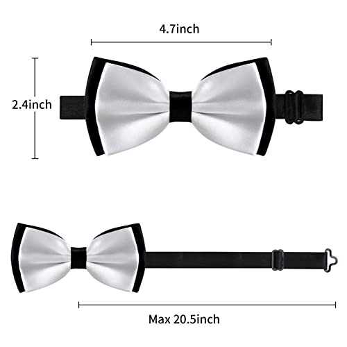 Alizeal Bowtie for Men Fancy Adjustable Pre Tied Wedding Party Bow Ties, Silver