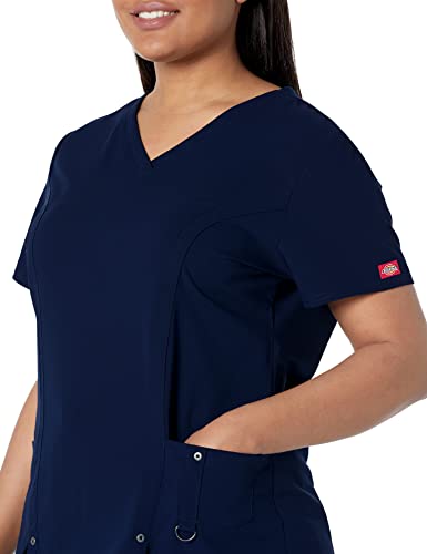 Dickies Women's Plus Size Xtreme Stretch V-Neck Scrubs Top, D-Wine, XXXXX-Large