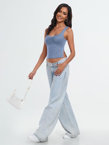 Trendy Queen Womens Crop Tank Tops Cute Backless Tops Going Out Outfits Y2k Summer Clothes for Teen Girls, Mauve, Small