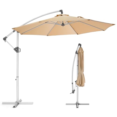 HOMSHADE 10ft Offset Patio Umbrella - cantilever patio umbrellas, 5-Year Fade Resistant UPF50+ UV Protection with Easy Tilt Adjustment and Crank