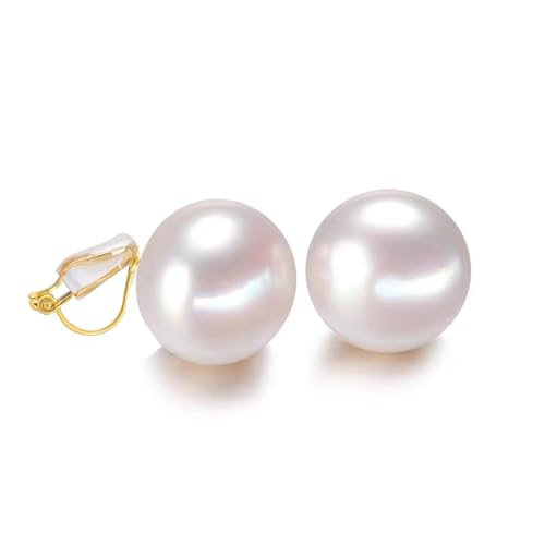 White Pearl Clip on Earrings for Women 10 MM Simple Pearl Clip Stud Earrings Faux Earrings
