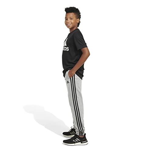 adidas Boys' Toddler Elastic Waistband Essentials French Terry 3-Stripe Jogger, Medium Grey Heather, 3T