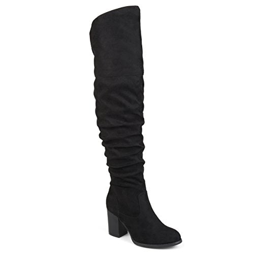 Journee Collection Womens Kaison Wide Calf Stacked Heel Over The Knee Boots - Wide Calf Grey - 9.5