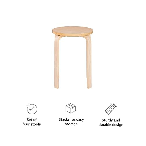 Jenna Natural Round 17.75" Stacking Stool, Set of 4 by Linon