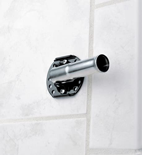 Moen Brushed Nickel 5-Foot Curved Fixed Mount Shower Curtain Rod with Pivoting Flanges, CSR2165BN