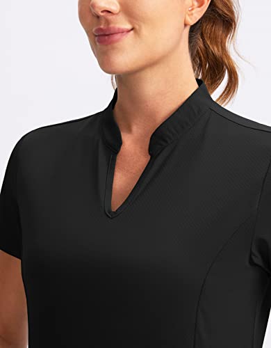 Obla Women's Golf Polo Shirt V-Neck Short Sleeve Collarless Quick Dry Tennis Running T Shirt Golf Tops for Women(Rose_S)