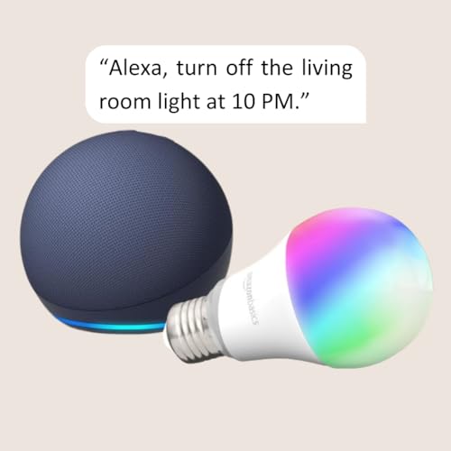 Echo Dot (5th Gen) | Deep Sea Blue with Amazon Basics Smart Color Bulb