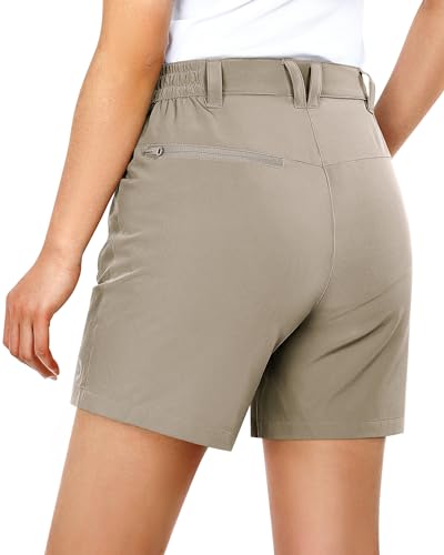 33,000ft Womens Golf Shorts Quick Dry Shorts for Women 5 Inch Inseam Ladies Shorts Stretch Packable Hiking Casual Shorts with 4 Pockets Fossil