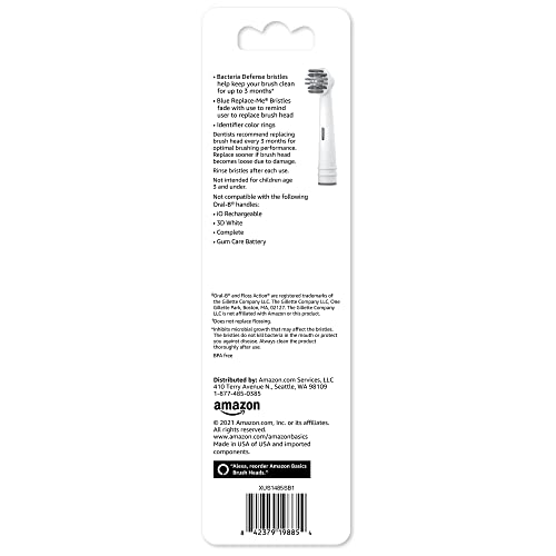Amazon Basics Flossing Replacement Brush Heads, 3 Count, White (Fits most Oral-B Electric Toothbrushes) (Previously Solimo)