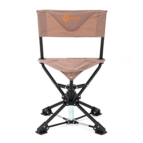 ARROWHEAD OUTDOOR 360° Degree Swivel Hunting Chair Stool Seat, Perfect for Blinds, No Sink Feet, Supports up to 450lbs, Carrying Case, Steel Frame, Fishing, High-Grade 600D Canvas, USA-Based Support