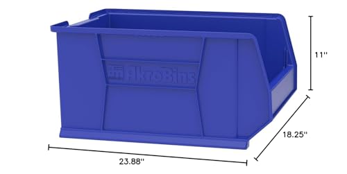 Akro-Mils 30289 Super-Size AkroBins Plastic Storage Bins, Space-Saving Stackable Bins for Garage, Classroom, Warehouse Organization, 24-Inch L x 18-Inch W x 12-Inch H, Blue, 1-Pack