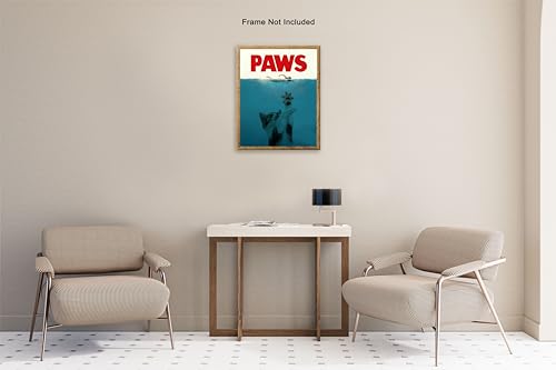 Poster Master Popping Cat Poster - Seascape Print - Altered Art - Trendy Art - Pop Art - Gift for Men, Women & Animal Lover - Funny Decor for Bedroom, Ocean or Beach House, 18x24 Unframed Wall Art