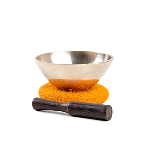 Mini Tibetan Singing Bowl Set - Cute Yoga Gift | Easy to Carry | Unique Sound Bowl Made of Bronze, Authentic Handcrafted Small Singing Bowl for Meditation and Healing - by Himalayan Bazaar (2-Inch)
