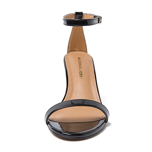 MAIERNISI JESSI Unisex Men's Women's Sandals Ankle Strap Kitten High Heel Patent Pink EU46 - US 14.5 Women/13 Men