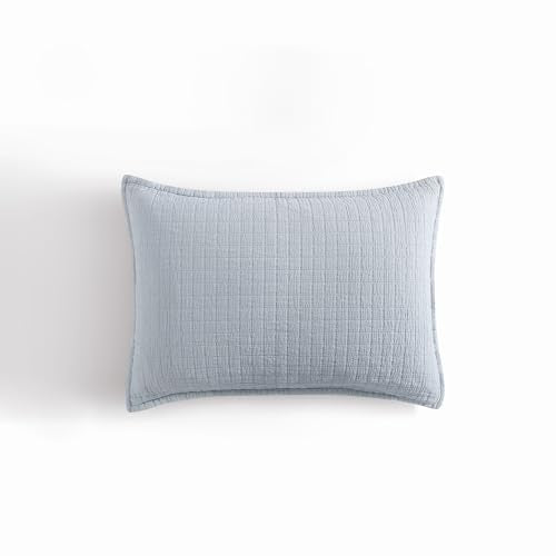 Calvin Klein - Standard Sham Set, Cotton Jacquard Bedding, Garment Washed Home Decor for Soft & Relaxed Feel (Dawn Blue, 2-Piece)