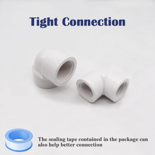 HayEastdor 10PCS 1/2 Inch Female to Female Threaded 90°Elbow PVC Pipe Fittings 1/2" Double Female Thread Coupling Pipe Adapter Connectors for Pipe Connecting HE044-1/2