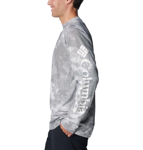 Columbia Men's Terminal Deflector Printed Long Sleeve, Cool Grey Deepwaters Camo, X-Small