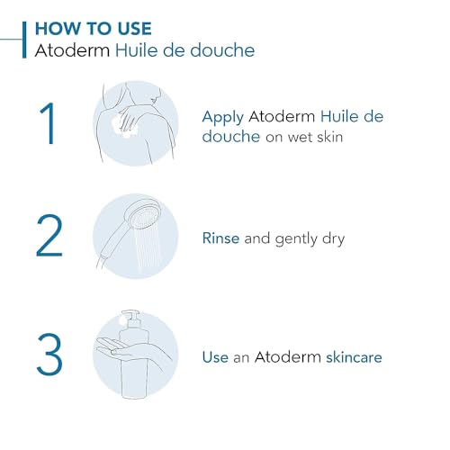Bioderma - Atoderm - Shower Oil - Moisturizing and Nourishing Body and Face Wash - for Family with Very Dry Sensitive Skin 3.33 Fl Oz