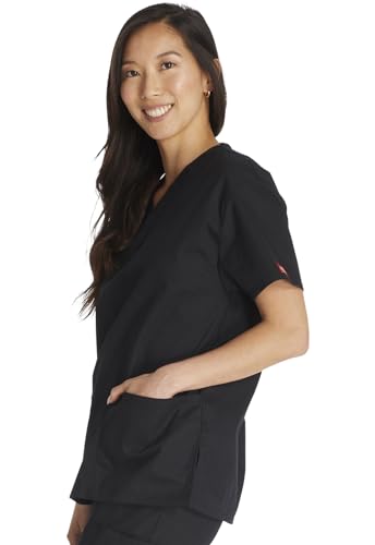 Dickies womens Signature 86706 Missy Fit V-neck Top (Size 2x-5x) medical scrubs shirts, Teal Blue, 5X-Large Plus